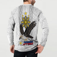 Philippines Eagle Week Button Sweatshirt Polynesian Pattern Barong Style LT03 - Polynesian Pride