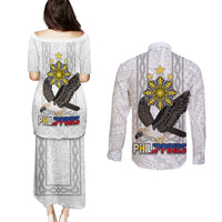 Philippines Eagle Week Couples Matching Puletasi and Long Sleeve Button Shirt Polynesian Pattern Barong Style LT03 - Polynesian Pride