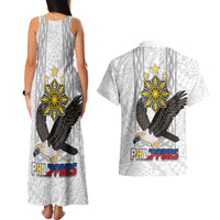 Philippines Eagle Week Couples Matching Tank Maxi Dress and Hawaiian Shirt Polynesian Pattern Barong Style LT03 - Polynesian Pride