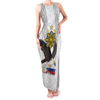 Philippines Eagle Week Family Matching Tank Maxi Dress and Hawaiian Shirt Polynesian Pattern Barong Style LT03 Mom's Dress White - Polynesian Pride