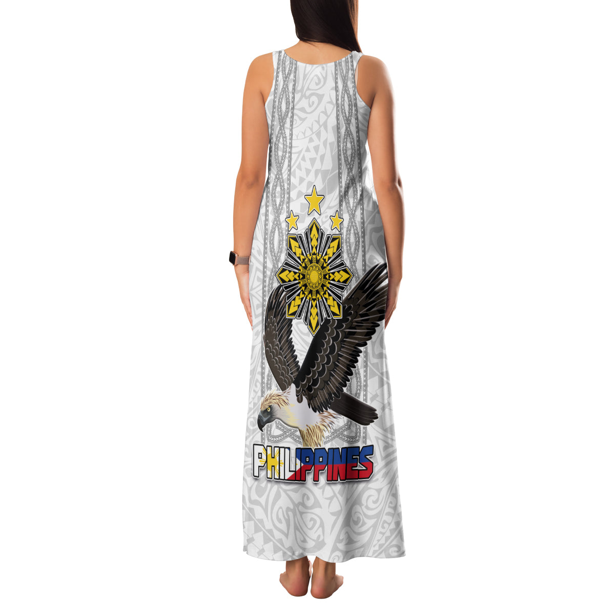 Philippines Eagle Week Family Matching Tank Maxi Dress and Hawaiian Shirt Polynesian Pattern Barong Style LT03 - Polynesian Pride