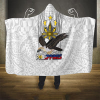 Philippines Eagle Week Hooded Blanket Polynesian Pattern Barong Style LT03 One Size White - Polynesian Pride