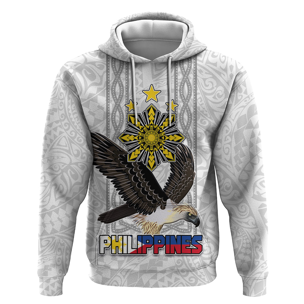 Philippines Eagle Week Hoodie Polynesian Pattern Barong Style LT03 Pullover Hoodie White - Polynesian Pride