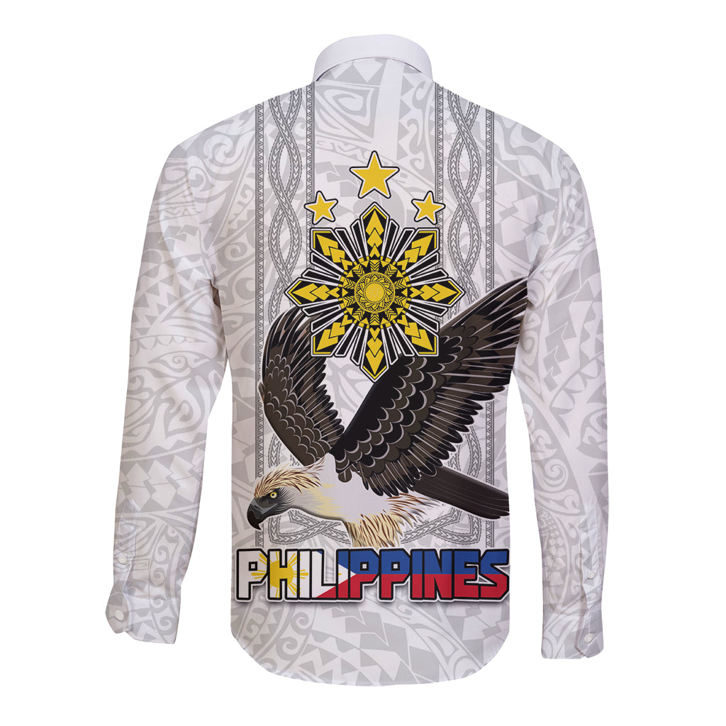 Philippines Eagle Week Long Sleeve Button Shirt Polynesian Pattern Barong Style LT03 - Polynesian Pride