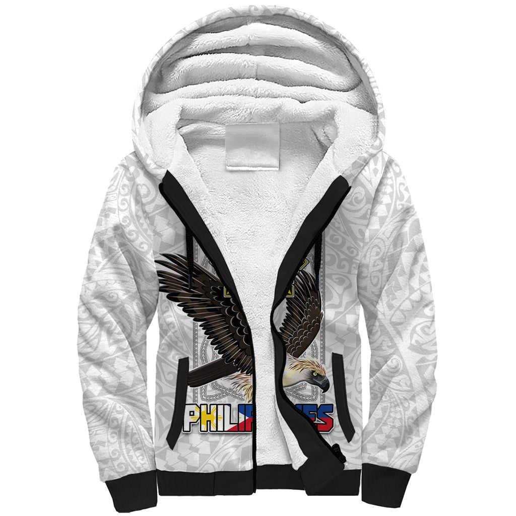 Philippines Eagle Week Sherpa Hoodie Polynesian Pattern Barong Style