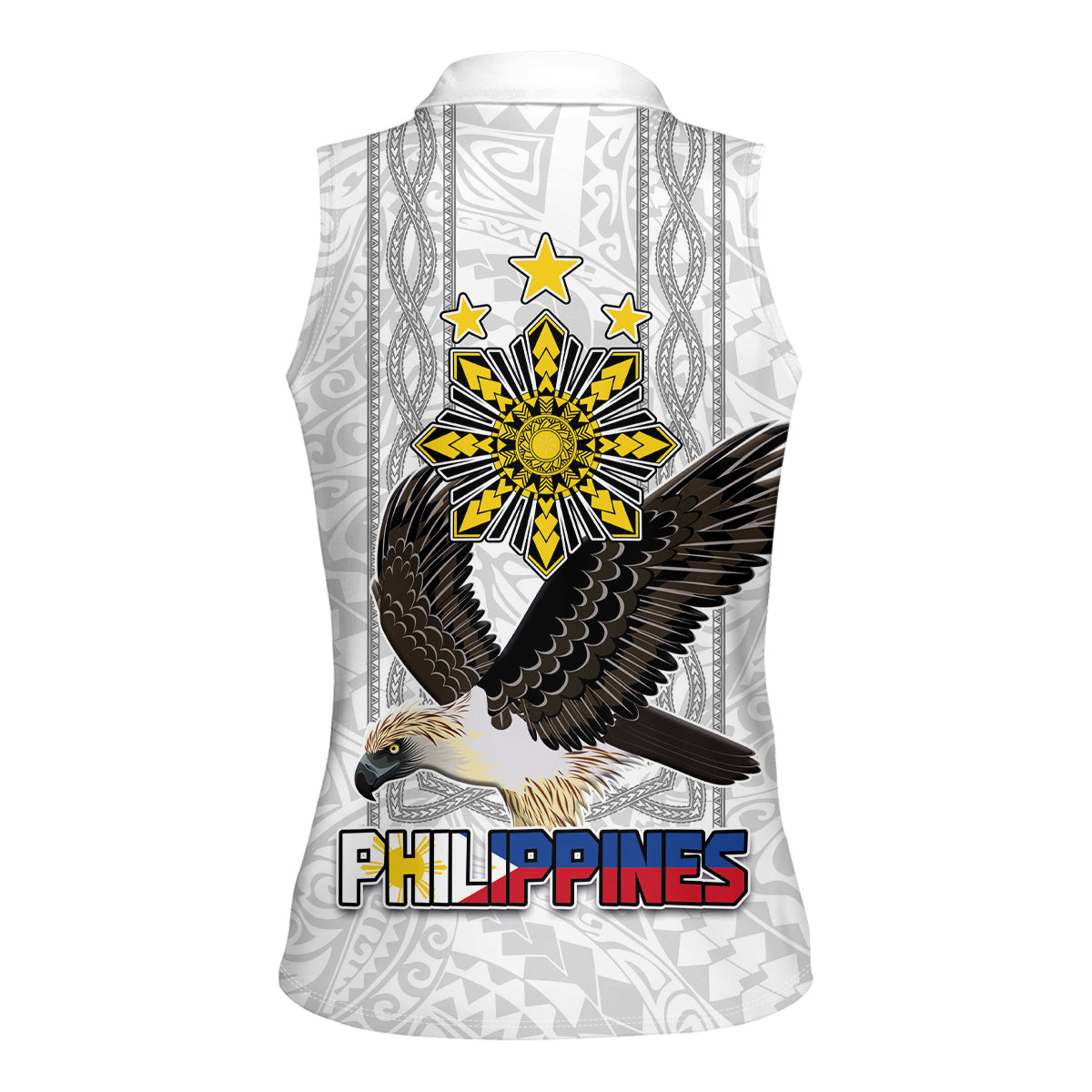 Philippines Eagle Week Women Sleeveless Polo Shirt Polynesian Pattern Barong Style LT03 - Polynesian Pride