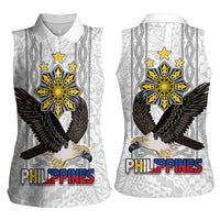 Philippines Eagle Week Women Sleeveless Polo Shirt Polynesian Pattern Barong Style LT03 - Polynesian Pride