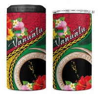 Vanuatu Tribal Boar Tusk 4 in 1 Can Cooler Tumbler Tropical Plants with Namele and Melanesian Pattern
