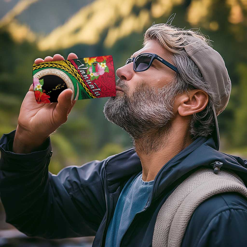 Vanuatu Tribal Boar Tusk 4 in 1 Can Cooler Tumbler Tropical Plants with Namele and Melanesian Pattern