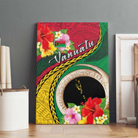 Vanuatu Tribal Boar Tusk Canvas Wall Art Tropical Plants with Namele and Melanesian Pattern