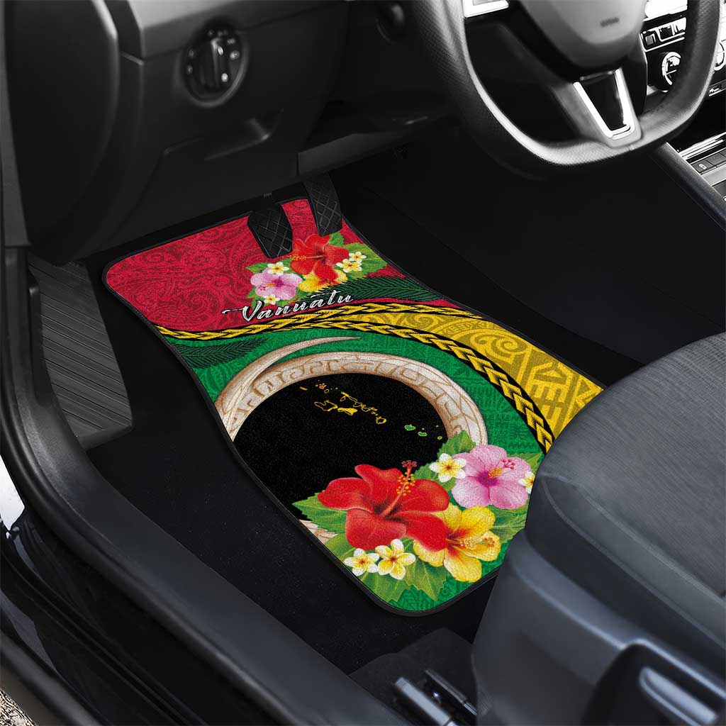 Vanuatu Tribal Boar Tusk Car Mats Tropical Plants with Namele and Melanesian Pattern