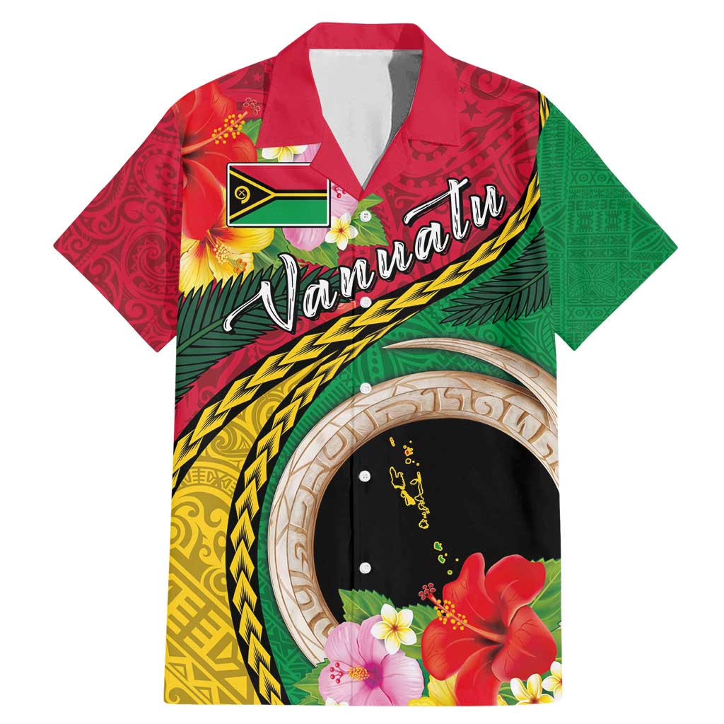 Vanuatu Tribal Boar Tusk Family Matching Mermaid Dress and Hawaiian Shirt Tropical Plants with Namele and Melanesian Pattern