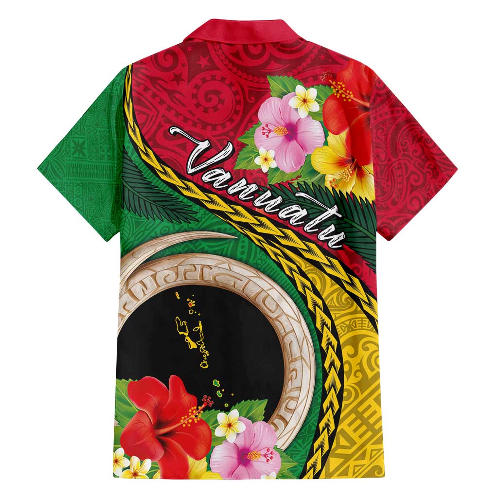 Vanuatu Tribal Boar Tusk Family Matching Off Shoulder Short Dress and Hawaiian Shirt Tropical Plants with Namele and Melanesian Pattern
