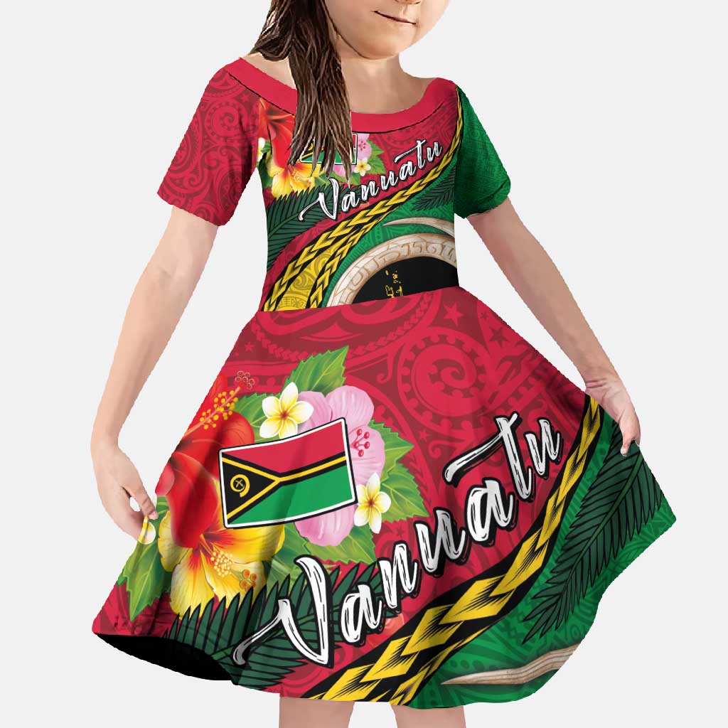 Vanuatu Tribal Boar Tusk Family Matching Tank Maxi Dress and Hawaiian Shirt Tropical Plants with Namele and Melanesian Pattern