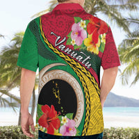Vanuatu Tribal Boar Tusk Hawaiian Shirt Tropical Plants with Namele and Melanesian Pattern