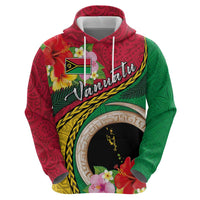 Vanuatu Tribal Boar Tusk Hoodie Tropical Plants with Namele and Melanesian Pattern