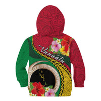 Vanuatu Tribal Boar Tusk Kid Hoodie Tropical Plants with Namele and Melanesian Pattern