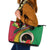 Vanuatu Tribal Boar Tusk Leather Tote Bag Tropical Plants with Namele and Melanesian Pattern