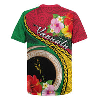 Vanuatu Tribal Boar Tusk Rugby Jersey Tropical Plants with Namele and Melanesian Pattern