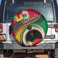 Vanuatu Tribal Boar Tusk Spare Tire Cover Tropical Plants with Namele and Melanesian Pattern