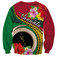 Vanuatu Tribal Boar Tusk Sweatshirt Tropical Plants with Namele and Melanesian Pattern