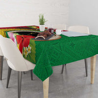 Vanuatu Tribal Boar Tusk Tablecloth Tropical Plants with Namele and Melanesian Pattern