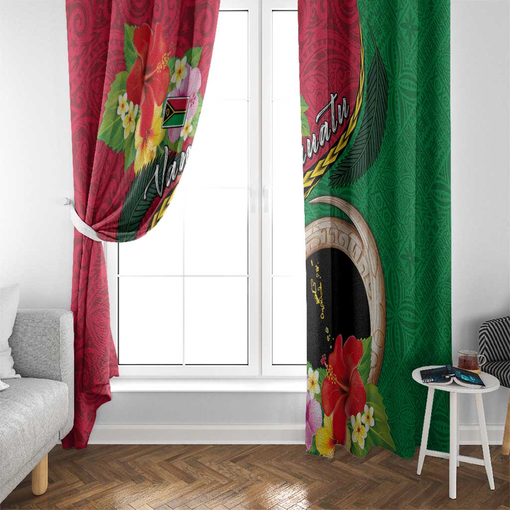 Vanuatu Tribal Boar Tusk Window Curtain Tropical Plants with Namele and Melanesian Pattern