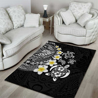 Hawaiian Plumeria Turtles Area Rug Polynesian Art Tattoo