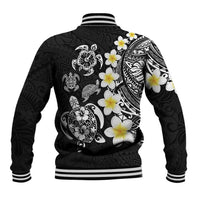 Hawaiian Plumeria Turtles Baseball Jacket Polynesian Art Tattoo