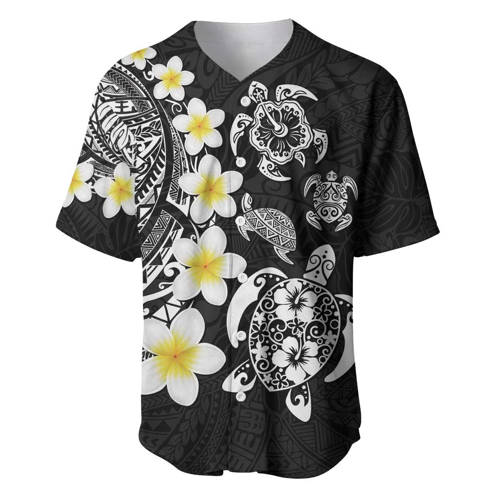 Hawaiian Plumeria Turtles Baseball Jersey Polynesian Art Tattoo