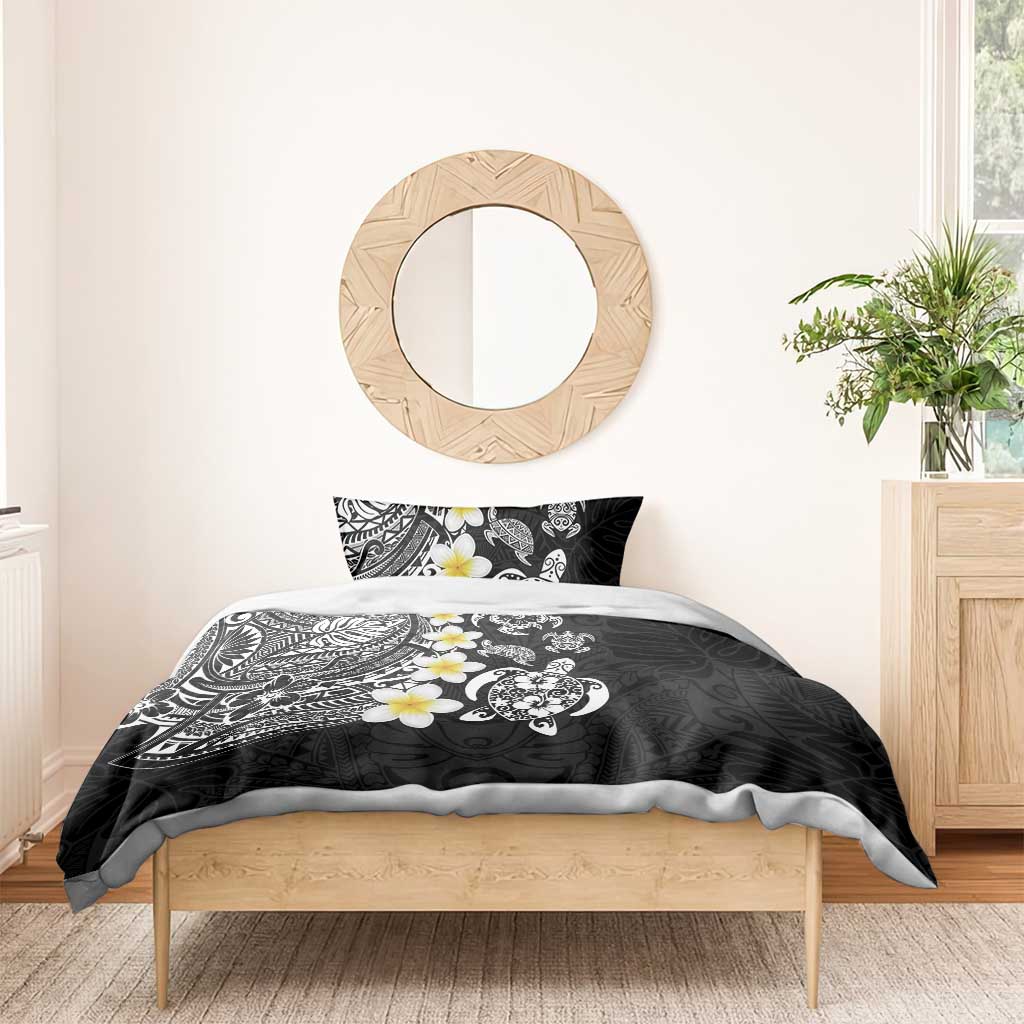 Hawaiian Plumeria Turtles Bedding Set Polynesian Art Tattoo