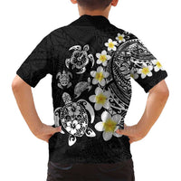 Hawaiian Plumeria Turtles Family Matching Long Sleeve Bodycon Dress and Hawaiian Shirt Polynesian Art Tattoo