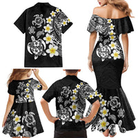 Hawaiian Plumeria Turtles Family Matching Mermaid Dress and Hawaiian Shirt Polynesian Art Tattoo