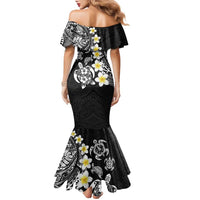 Hawaiian Plumeria Turtles Family Matching Mermaid Dress and Hawaiian Shirt Polynesian Art Tattoo