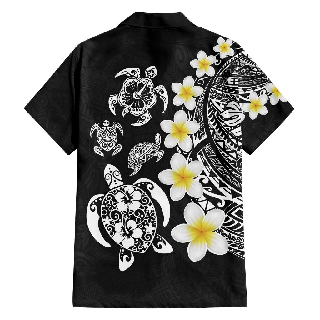 Hawaiian Plumeria Turtles Family Matching Off Shoulder Short Dress and Hawaiian Shirt Polynesian Art Tattoo