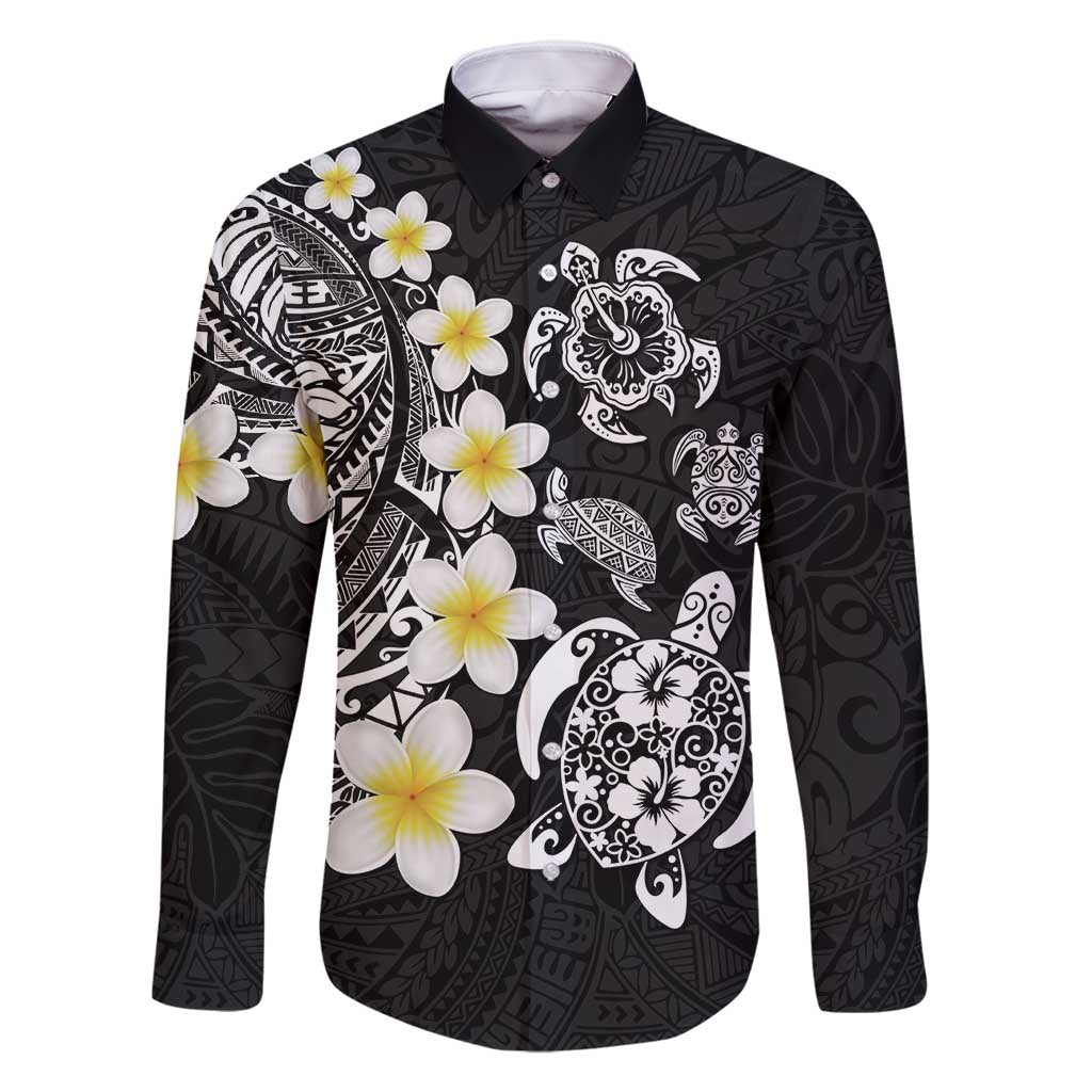 Hawaiian Plumeria Turtles Family Matching Off Shoulder Short Dress and Hawaiian Shirt Polynesian Art Tattoo