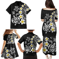 Hawaiian Plumeria Turtles Family Matching Puletasi and Hawaiian Shirt Polynesian Art Tattoo