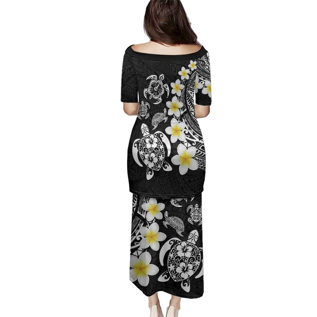 Hawaiian Plumeria Turtles Family Matching Puletasi and Hawaiian Shirt Polynesian Art Tattoo