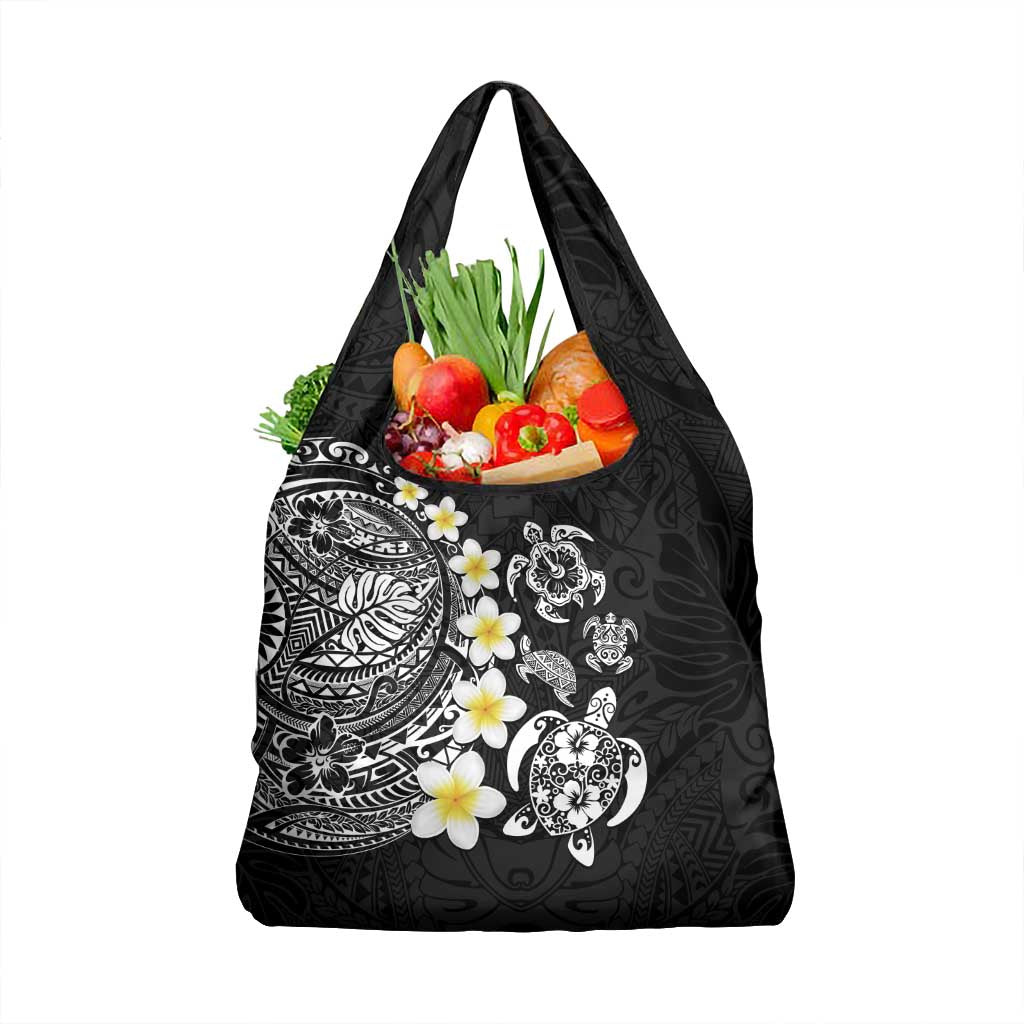 Hawaiian Plumeria Turtles Grocery Bag Polynesian Art Tattoo