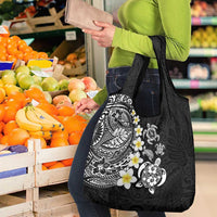 Hawaiian Plumeria Turtles Grocery Bag Polynesian Art Tattoo