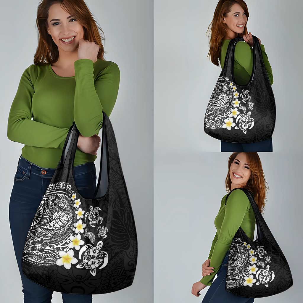 Hawaiian Plumeria Turtles Grocery Bag Polynesian Art Tattoo