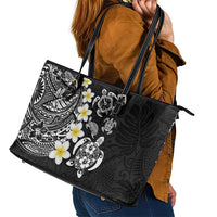 Hawaiian Plumeria Turtles Leather Tote Bag Polynesian Art Tattoo