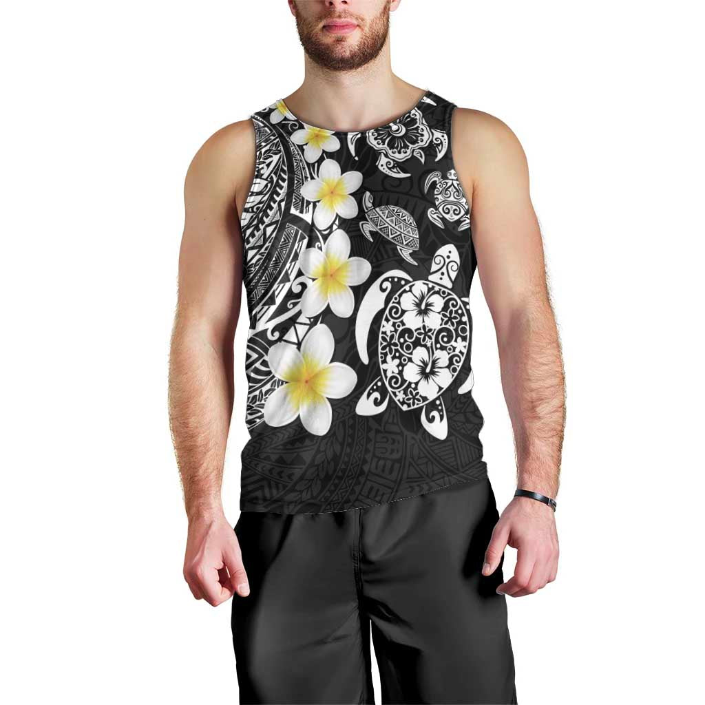 Hawaiian Plumeria Turtles Men Tank Top Polynesian Art Tattoo