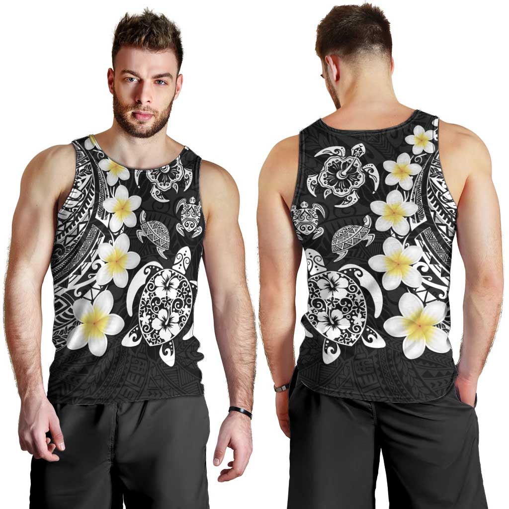 Hawaiian Plumeria Turtles Men Tank Top Polynesian Art Tattoo