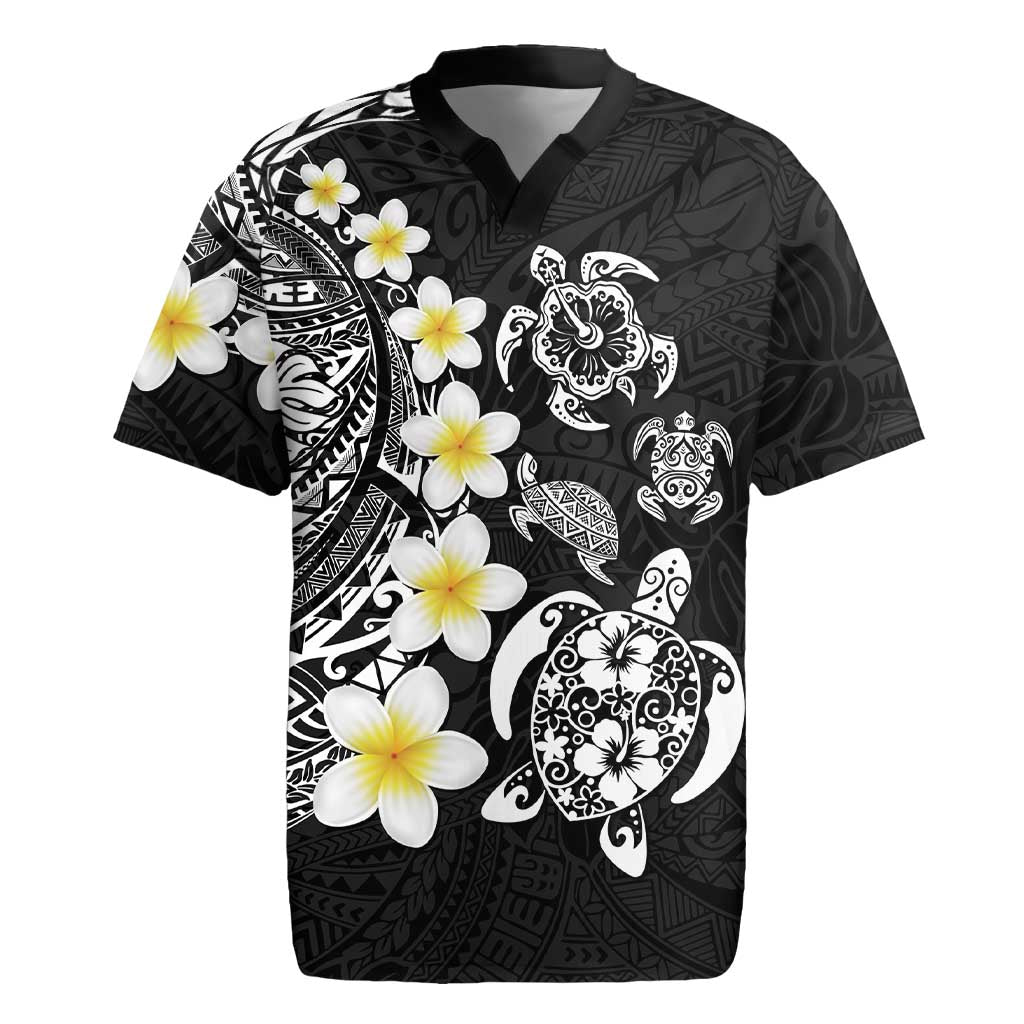 Hawaiian Plumeria Turtles Rugby Jersey Polynesian Art Tattoo