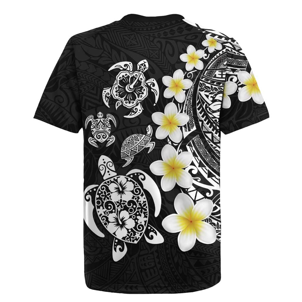 Hawaiian Plumeria Turtles Rugby Jersey Polynesian Art Tattoo