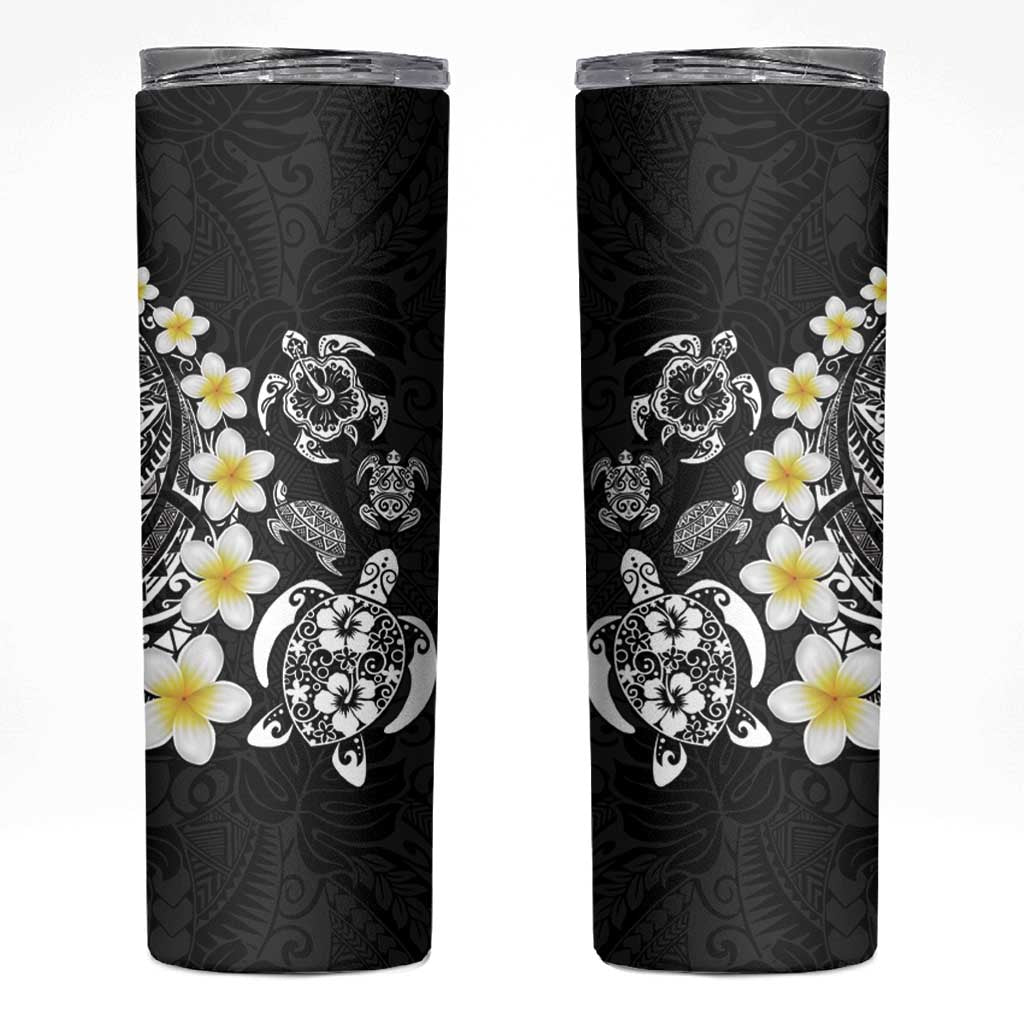 Hawaiian Plumeria Turtles Skinny Tumbler Polynesian Art Tattoo