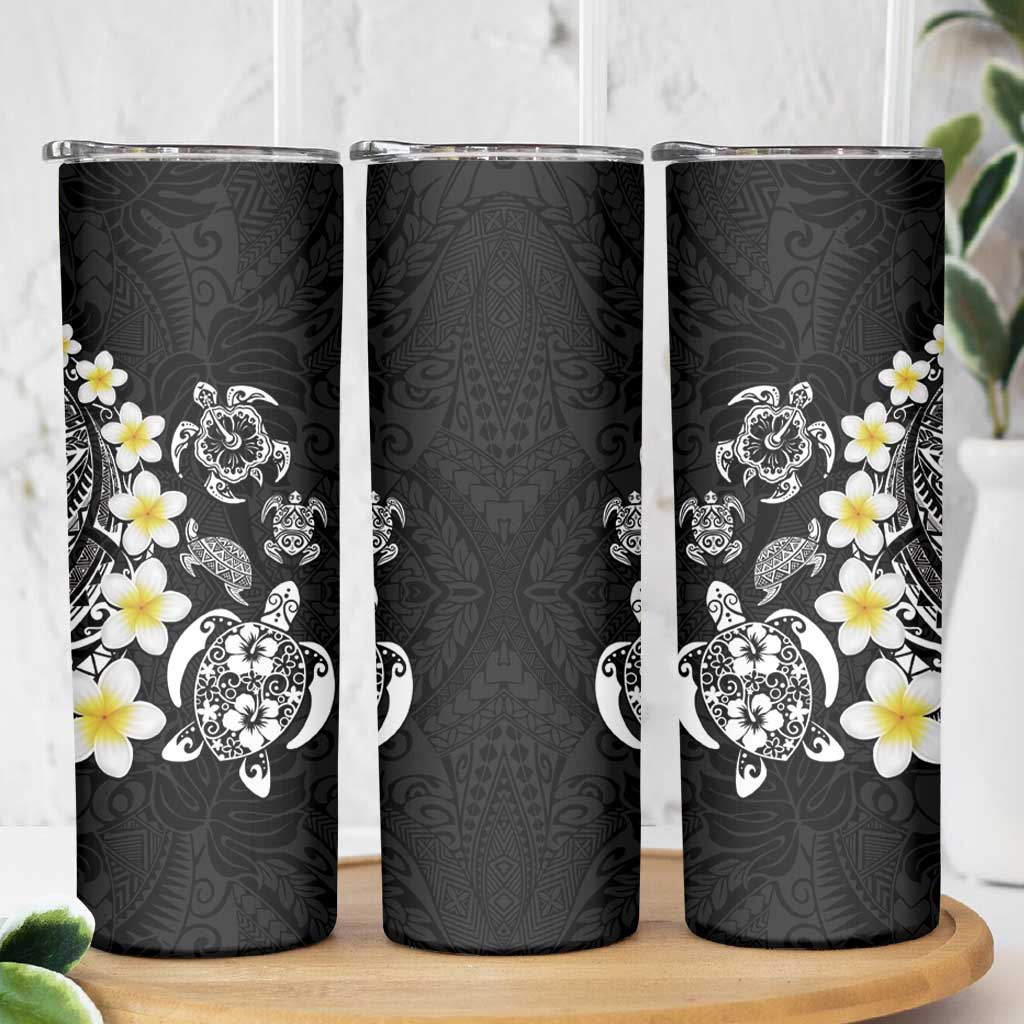 Hawaiian Plumeria Turtles Skinny Tumbler Polynesian Art Tattoo