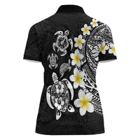 Hawaiian Plumeria Turtles Women Polo Shirt Polynesian Art Tattoo
