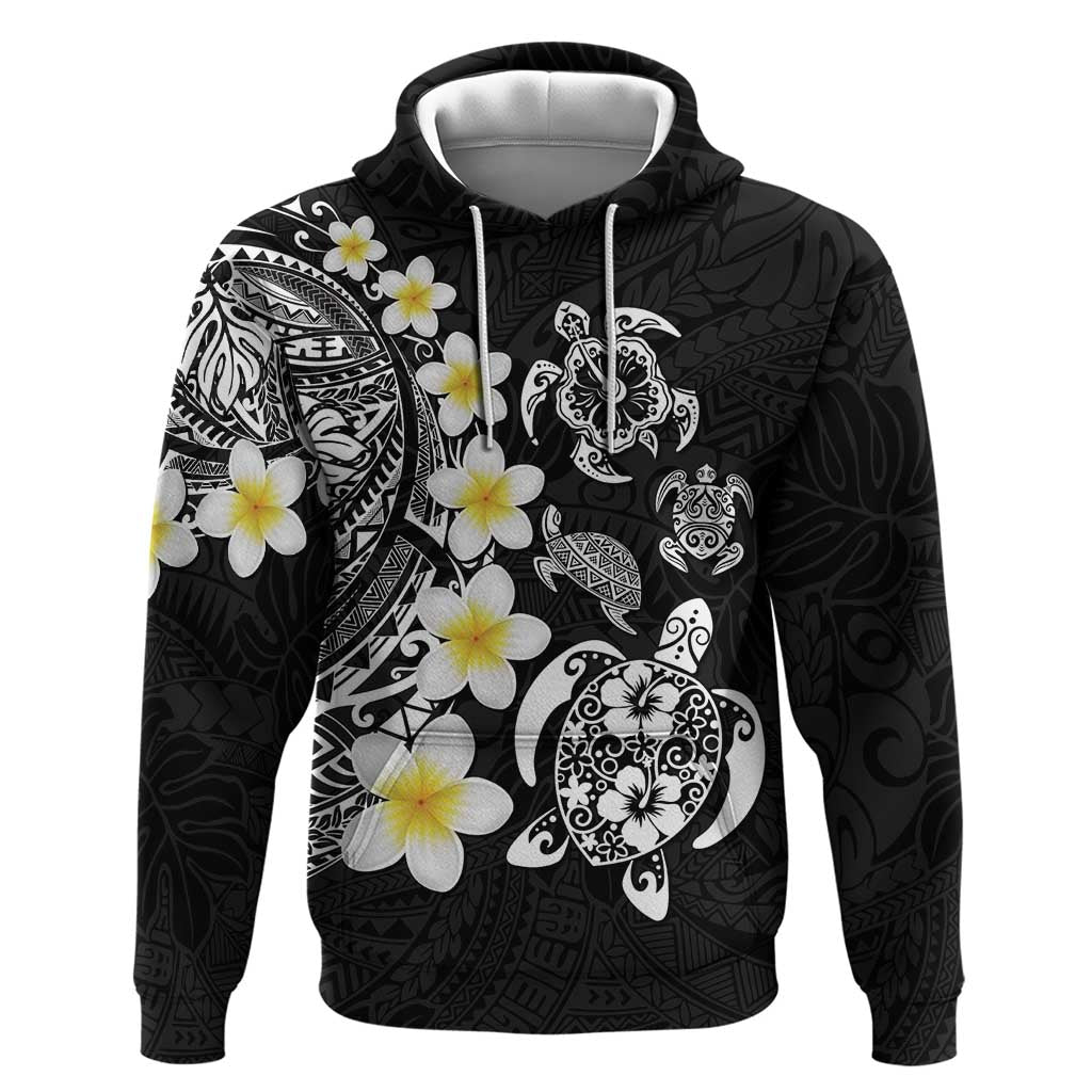 Hawaiian Plumeria Turtles Zip Hoodie Polynesian Art Tattoo
